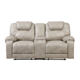 Gainesville Pewter Double Reclining Loveseat with Center Console from Homelegance - Luna Furniture