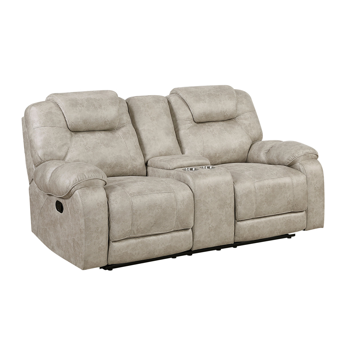 Gainesville Pewter Double Reclining Loveseat with Center Console from Homelegance - Luna Furniture
