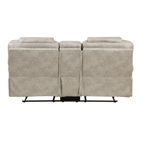 Gainesville Pewter Double Reclining Loveseat with Center Console from Homelegance - Luna Furniture