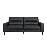 Lewes Black Leather Loveseat from Homelegance - Luna Furniture