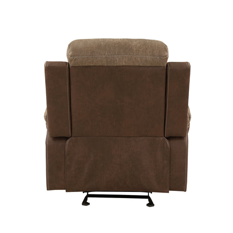 Glendale Brown Microfiber Double Glider Reclining Loveseat with Center Console from Homelegance - Luna Furniture