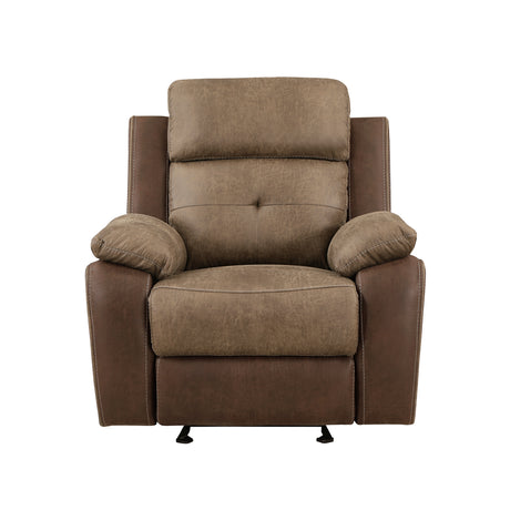Glendale Brown Microfiber Double Glider Reclining Loveseat with Center Console from Homelegance - Luna Furniture