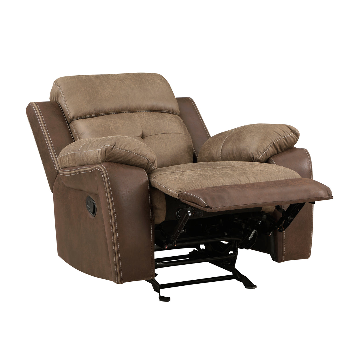 Glendale Brown Microfiber Double Glider Reclining Loveseat with Center Console from Homelegance - Luna Furniture
