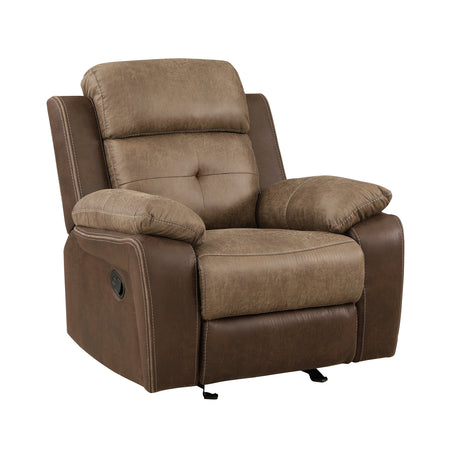 Glendale Brown Microfiber Double Glider Reclining Loveseat with Center Console from Homelegance - Luna Furniture