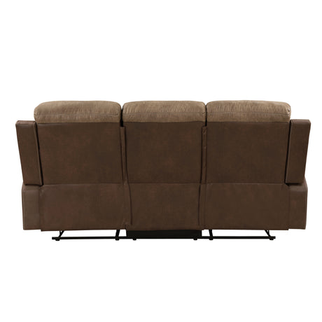 Glendale Brown Microfiber Double Glider Reclining Loveseat with Center Console from Homelegance - Luna Furniture