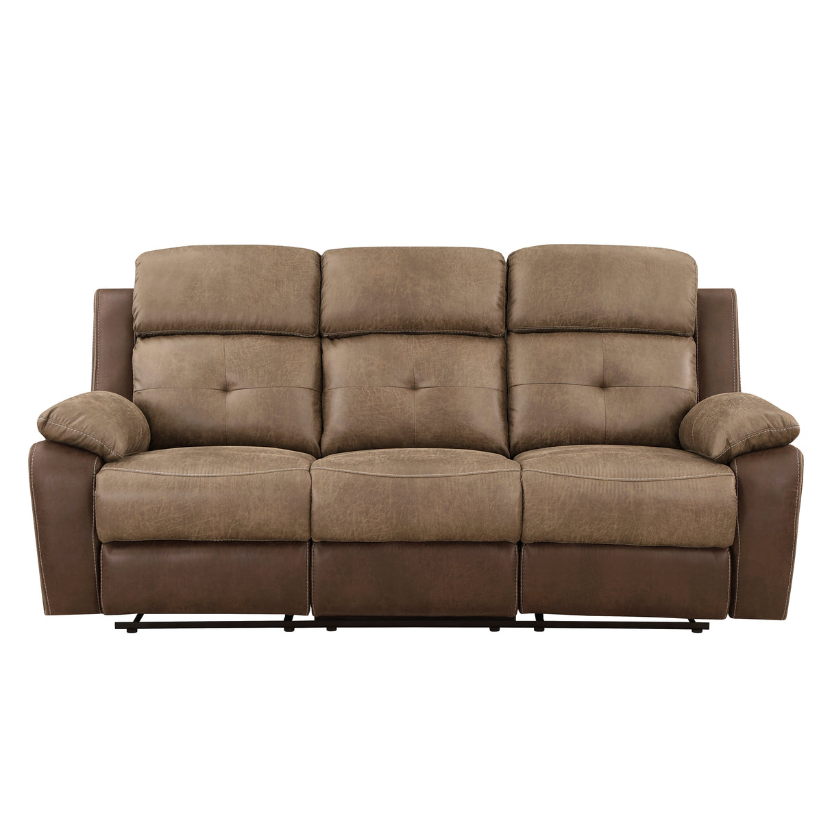 Glendale Brown Microfiber Double Glider Reclining Loveseat with Center Console from Homelegance - Luna Furniture