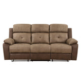 Glendale Brown Microfiber Double Glider Reclining Loveseat with Center Console from Homelegance - Luna Furniture