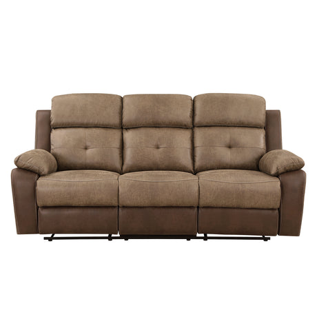 Glendale Brown Microfiber Double Glider Reclining Loveseat with Center Console from Homelegance - Luna Furniture