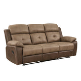 Glendale Brown Microfiber Double Glider Reclining Loveseat with Center Console from Homelegance - Luna Furniture