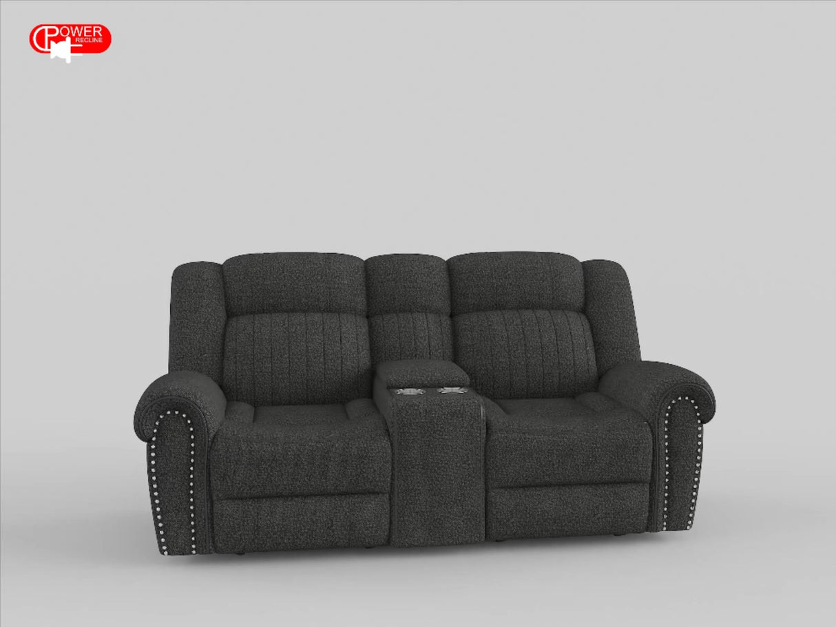 Brennen Charcoal Power Double Reclining Sofa from Homelegance - Luna Furniture
