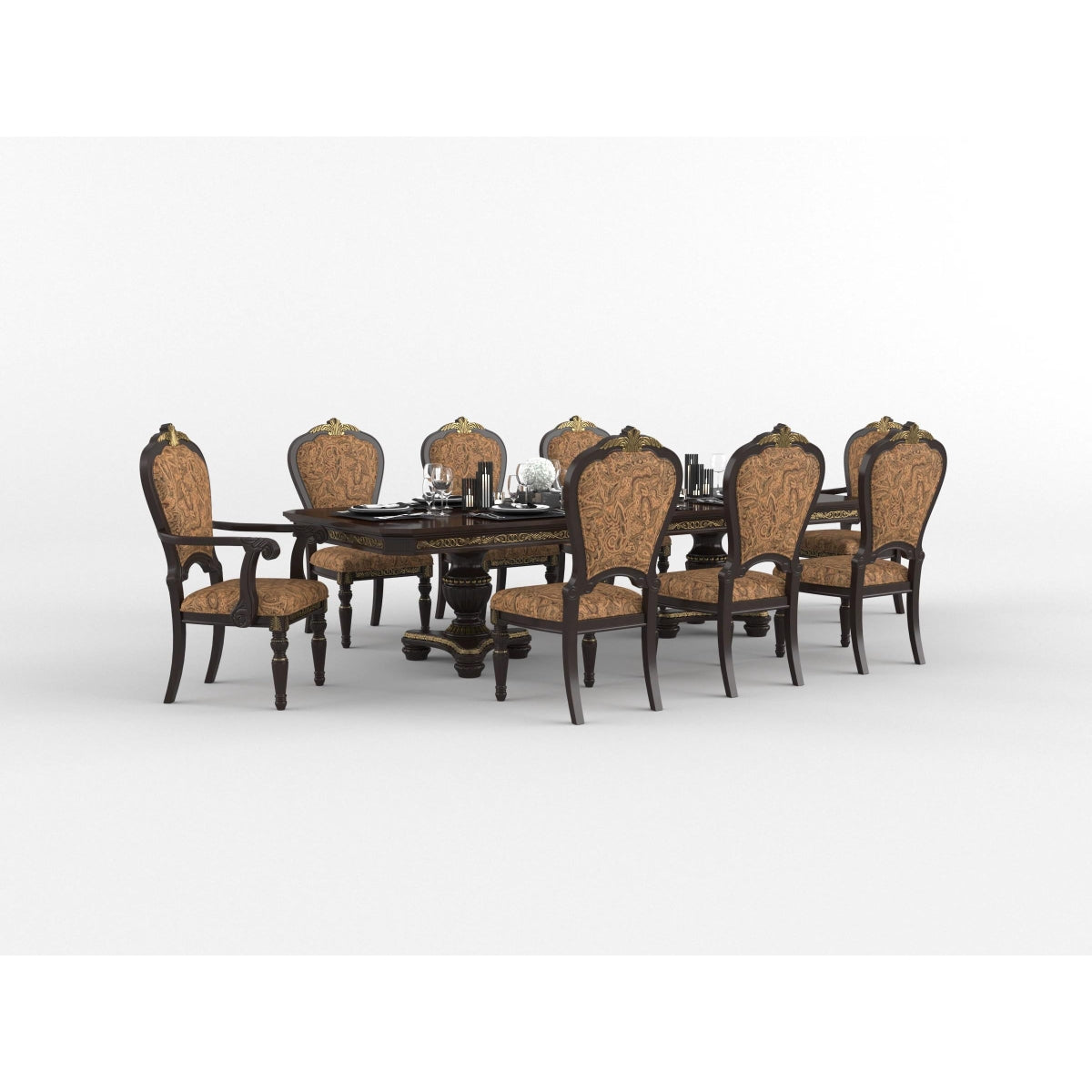 Russian Hill Warm Cherry Double Pedestal Dining Table from Homelegance - Luna Furniture