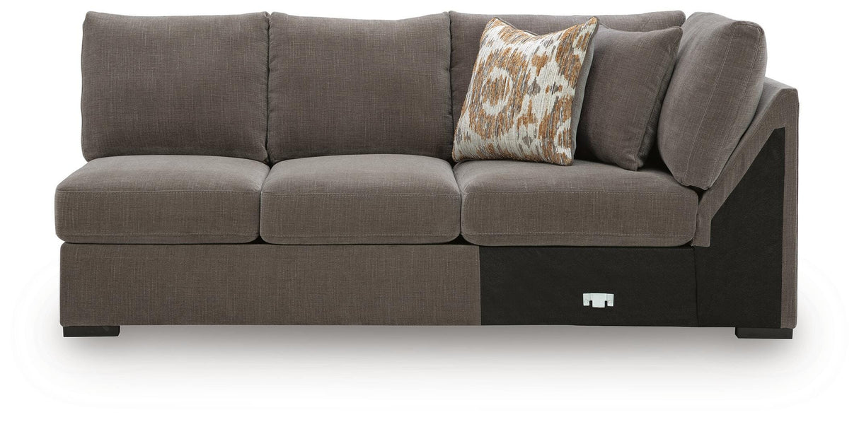 Larson Levee Espresso Right-Arm Facing Armless Loveseat with Wedge from Ashley - Luna Furniture