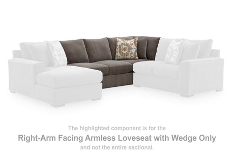 Larson Levee Espresso Right-Arm Facing Armless Loveseat with Wedge from Ashley - Luna Furniture
