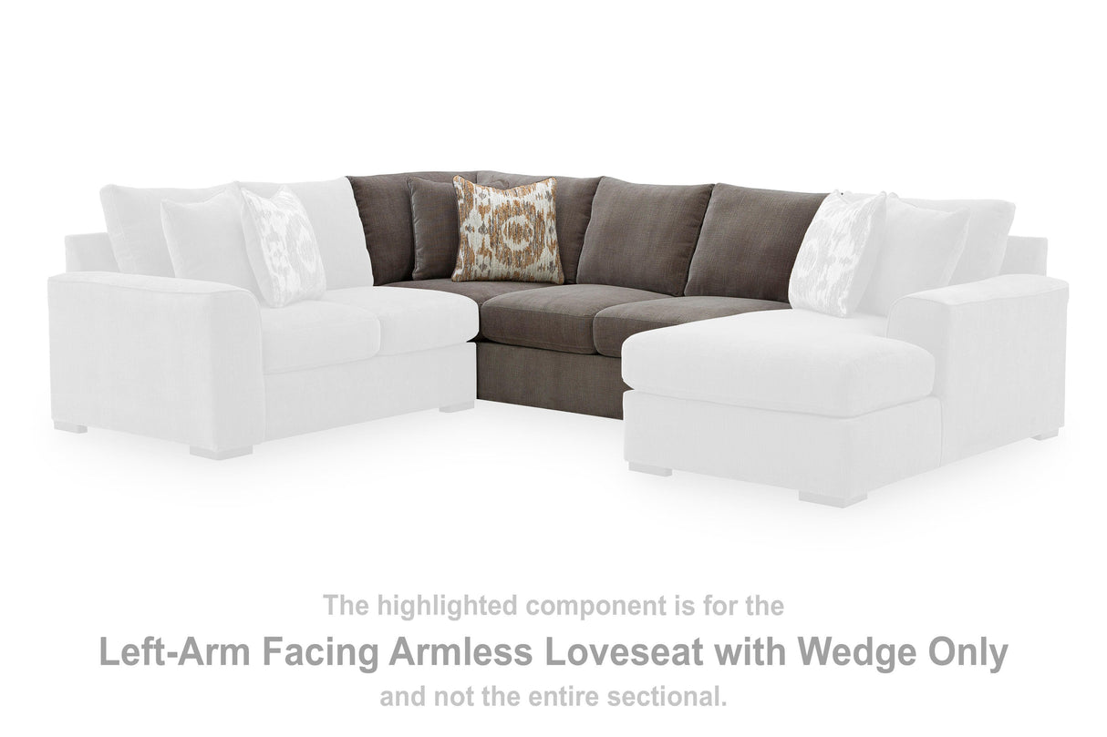 Larson Levee Espresso Left-Arm Facing Armless Loveseat with Wedge from Ashley - Luna Furniture