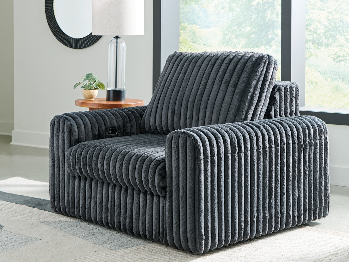 HamlinBay Gunmetal Power Gliding Chaise from Ashley Furniture - Luna Furniture