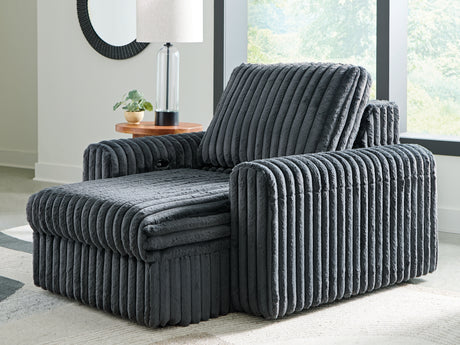 HamlinBay Gunmetal Power Gliding Chaise from Ashley - Luna Furniture