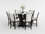 Daisy Espresso 54" Glass-Top Round Counter Height Table from Homelegance - Luna Furniture