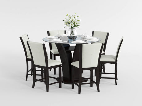 Daisy Espresso 54" Glass-Top Round Counter Height Table from Homelegance - Luna Furniture