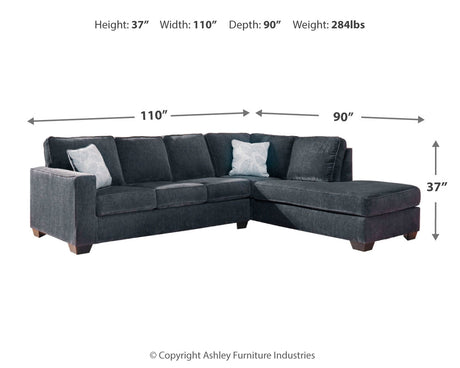 Altari Slate 2-Piece RAF Chaise Sleeper Sectional from Ashley - Luna Furniture