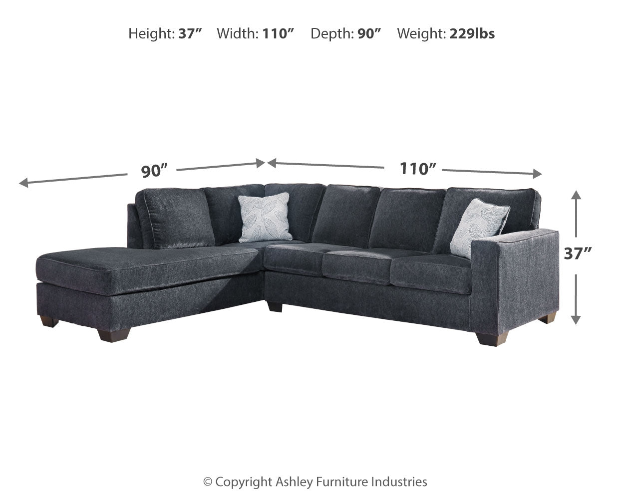 Ashley Altari Slate 2-Piece LAF Chaise Sectional – Luna Furniture