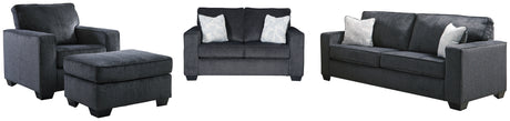Altari Slate Sofa, Loveseat, Chair and Ottoman from Ashley - Luna Furniture
