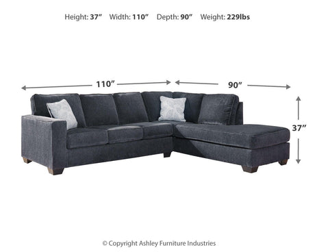 Altari Slate 2-Piece Sectional and Ottoman from Ashley Furniture - Luna Furniture