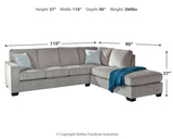 Altari Alloy 2-Piece RAF Chaise Sleeper Sectional from Ashley - Luna Furniture
