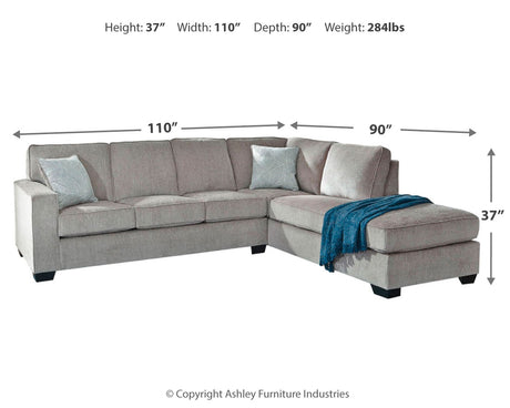 Altari Alloy 2-Piece RAF Chaise Sleeper Sectional from Ashley - Luna Furniture