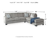 Altari Alloy 2-Piece Sleeper Sectional, Loveseat and Ottoman from Ashley - Luna Furniture