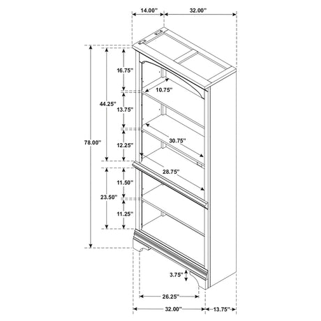 Hartshill Burnished Oak 5-Shelf Bookcase from Coaster - Luna Furniture