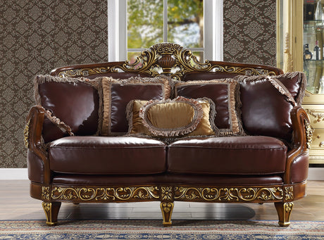 HD-89 Mahogany/Metallic Bright Gold Loveseat from Homey Design - Luna Furniture