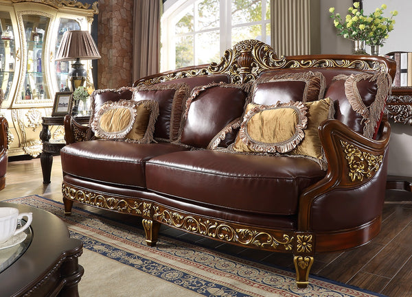 HD-89 Mahogany/Metallic Bright Gold Sofa
