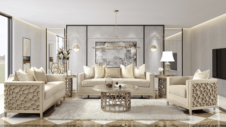 HD-8911 Champagne 3-Piece Living Room Set from Homey Design - Luna Furniture
