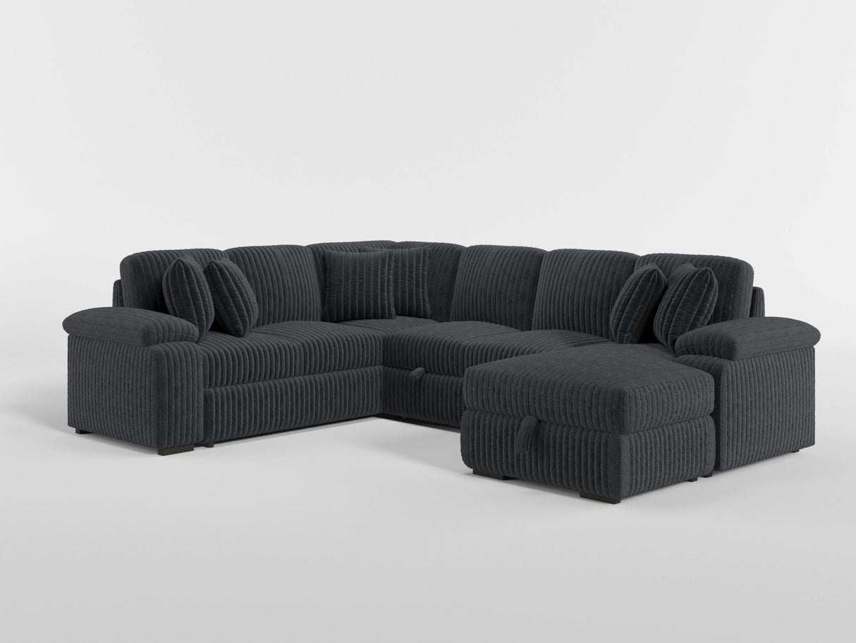 8317BLK*33LRC (3)3-Piece Sectional with Pull-out Bed, Right Side Chaise and Hidden Storage from Homelegance - Luna Furniture