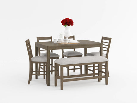 Emilia Light Brown 6-Piece Counter Height Set from Homelegance - Luna Furniture