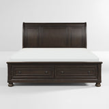 Begonia Grayish Brown Queen Platform Bed with Footboard Storage from Homelegance - Luna Furniture