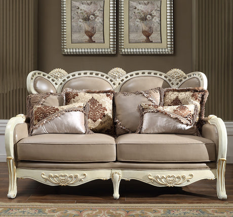 HD-90 Plantation Cove White/Metallic Bright Gold Accent Loveseat from Homey Design - Luna Furniture