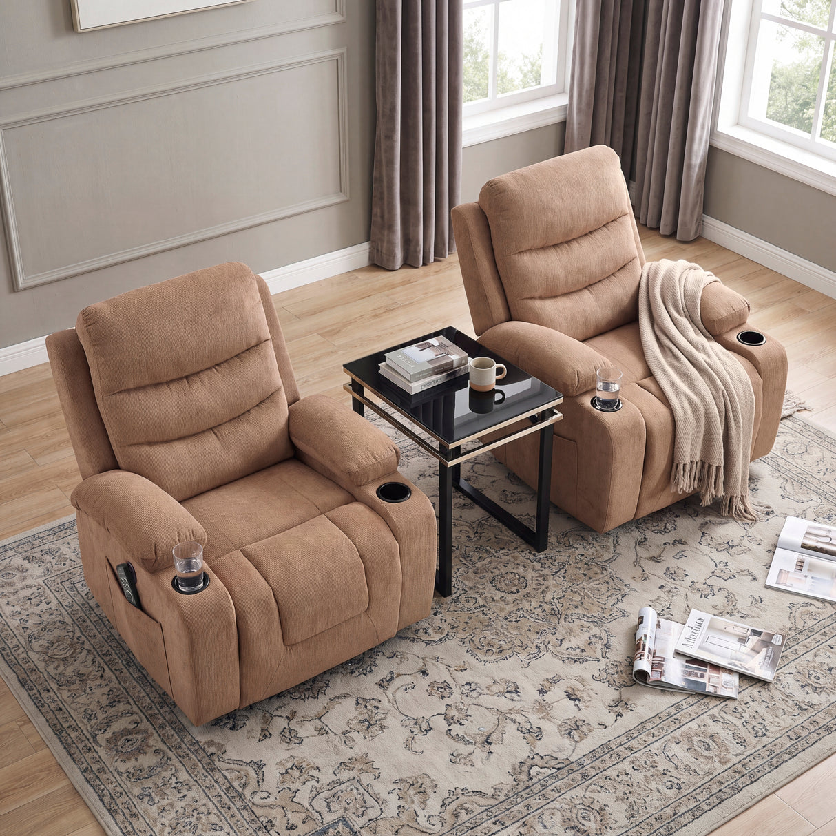 Glendale Brown Microfiber Glider Reclining Chair