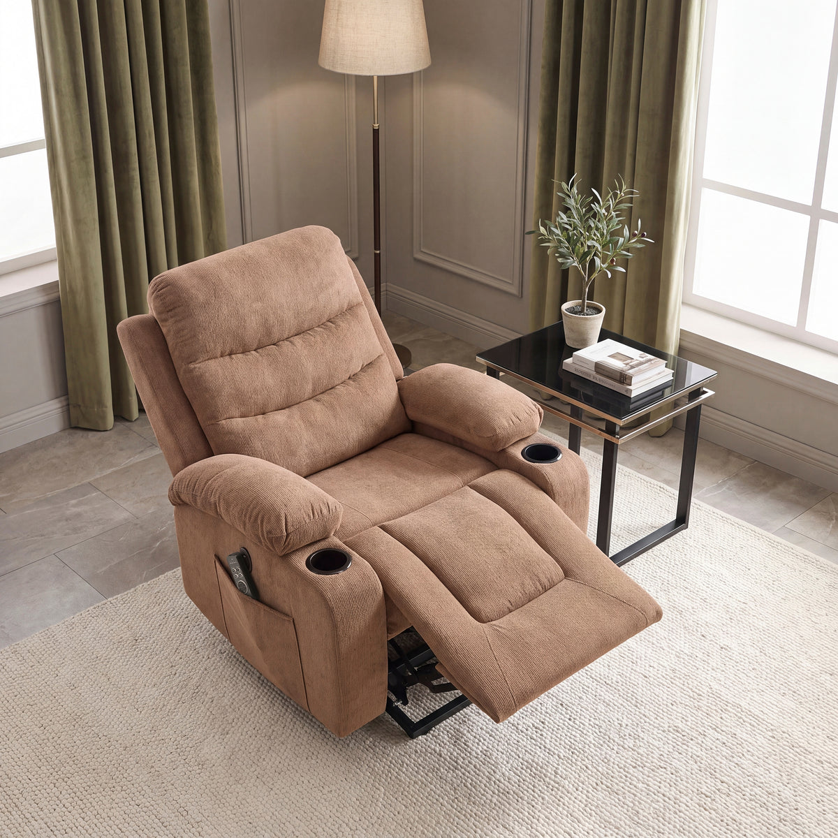 Glendale Brown Microfiber Glider Reclining Chair