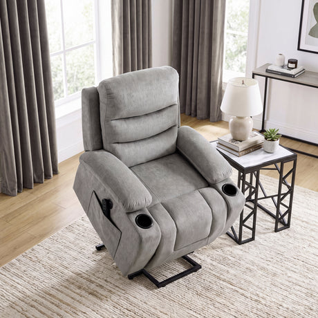Sereno Brown Power Lift Chair with Massage, Heat, Charging Ports and Cup-holders from Homelegance - Luna Furniture
