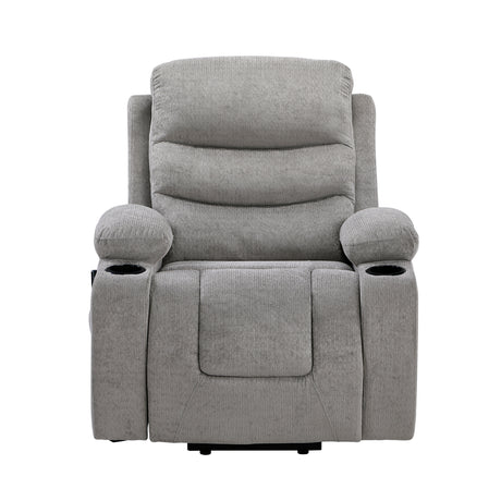 Sereno Gray Power Lift Chair with Massage, Heat, Charging Ports and Cup-holders from Homelegance - Luna Furniture