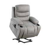Sereno Gray Power Lift Chair with Massage, Heat, Charging Ports and Cup-holders