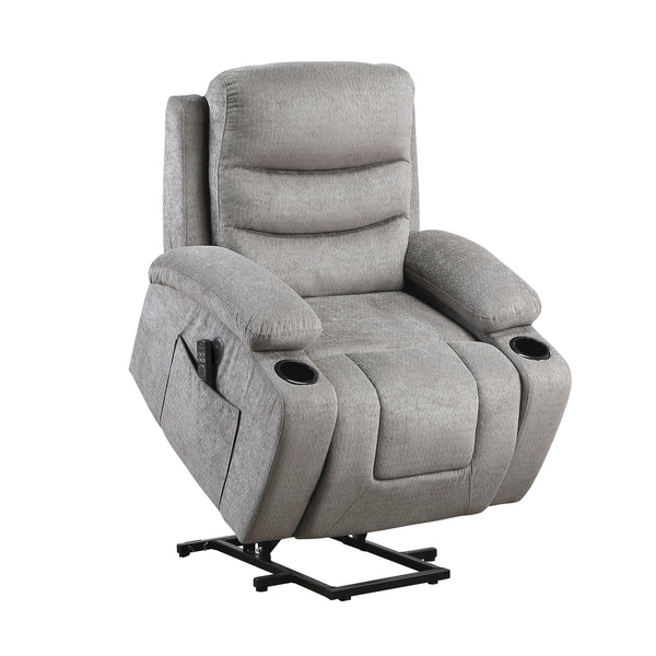 Sereno Gray Power Lift Chair with Massage, Heat, Charging Ports and Cup-holders