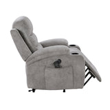 Sereno Gray Power Lift Chair with Massage, Heat, Charging Ports and Cup-holders