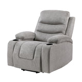 Sereno Gray Power Lift Chair with Massage, Heat, Charging Ports and Cup-holders