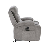 Sereno Gray Power Lift Chair with Massage, Heat, Charging Ports and Cup-holders