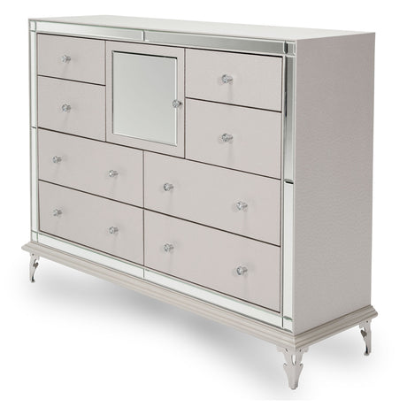 Hollywood Loft Frost Upholstered Dresser from Michael Amini - Luna Furniture