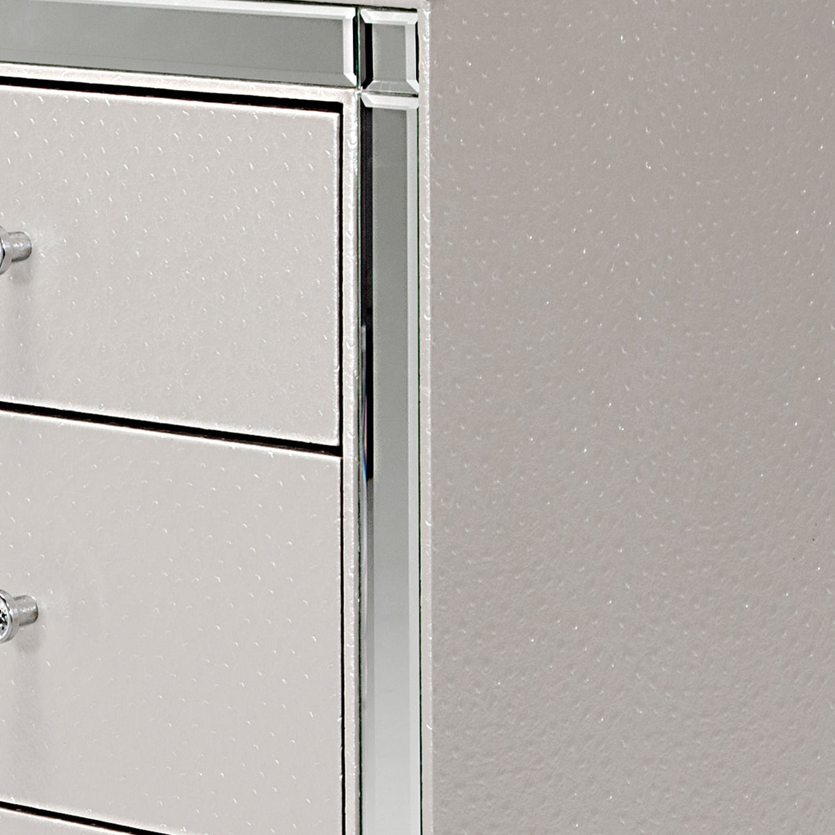 Hollywood Loft Frost Upholstered Dresser With Mirror from Michael Amini - Luna Furniture