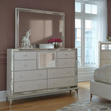 Hollywood Loft Frost Upholstered Dresser With Mirror from Michael Amini - Luna Furniture