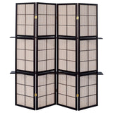 Iggy Tan and Cappuccino 4-Panel Folding Screen with Removable Shelves from Coaster - Luna Furniture